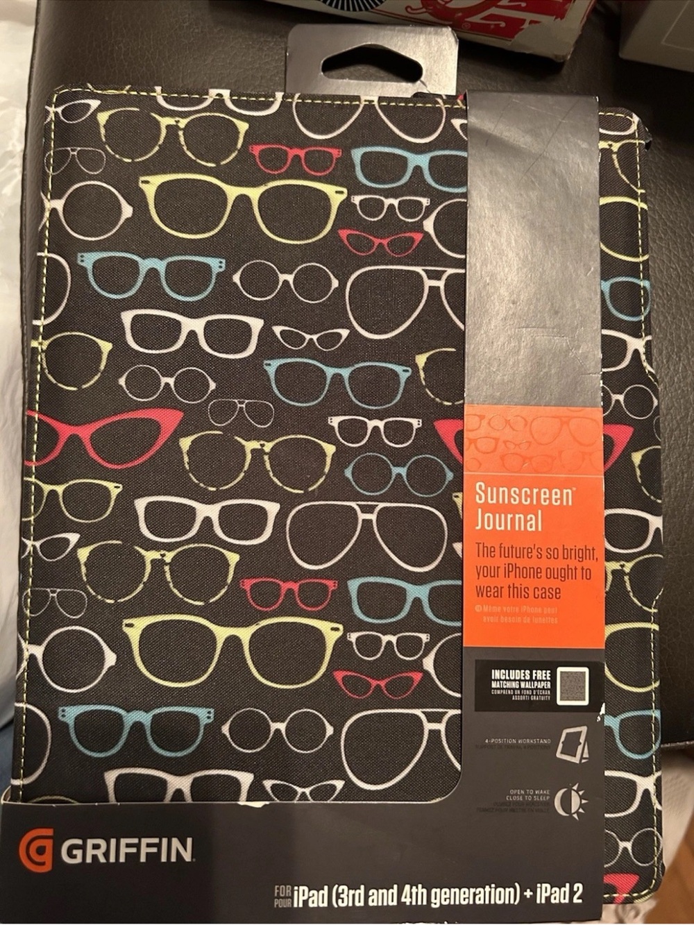 Griffin Sunscreen Journal iPad Case – Black with Multicolor Glasses Print